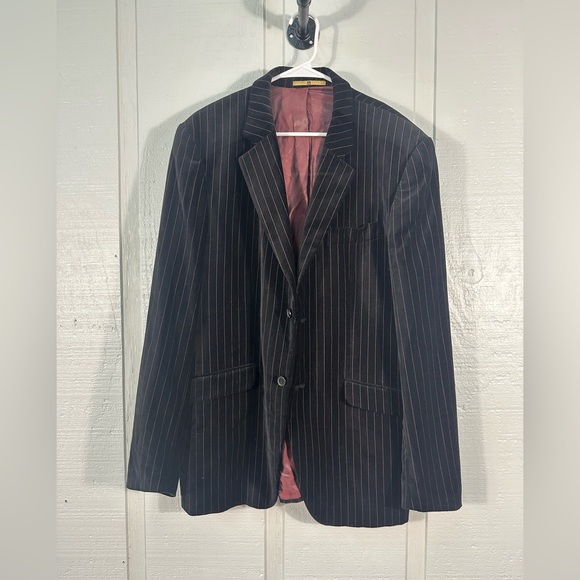 4 You Other - 4 You Black With Red Pin Stripe Dehavilland Men’s Blazer Size Large EUC